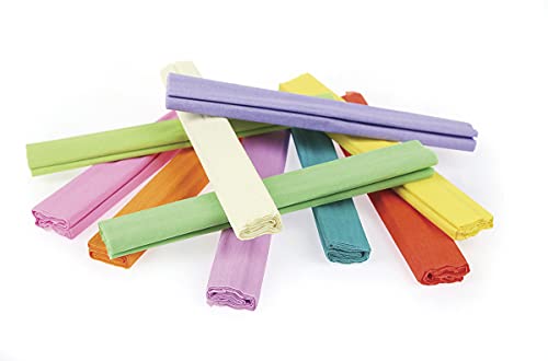 Gimboo - Pastel Krepppapier 10 Rollen 25x200 cm Sortiert/Kreppband Bunt Bänder Crepe Paper/ideal für Kreativen Hobbies/ 1 Pack - 10 Rollen/Farbig sortiert
