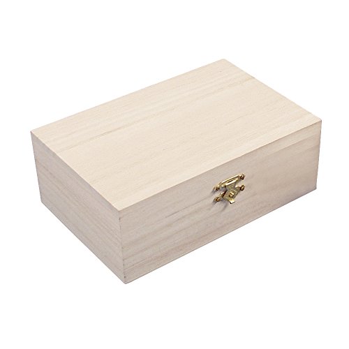 Rayher 62295000 Holz Schatulle, 15 x 10 x 5,5 cm, Holzbox mit Deckel und Schnappverschluss, Holzkiste FSC zertifiziert, Aufbewahrungsbox zum Bemalen