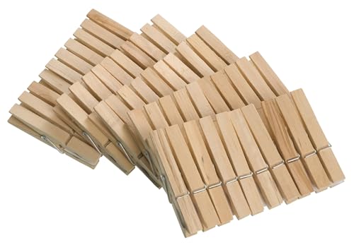 WENKO 50 Wäscheklammern aus FSC® zertifiziertem Holz, umweltfreundliche Holzklammern, Klammern zum Basteln und Dekorieren, je 7 cm, Natur