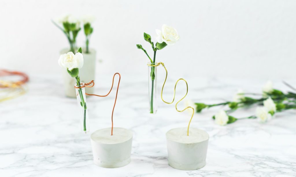 DIY Reagenzglas Vasen aus Gips und Draht basteln - schöne DIY Deko Idee