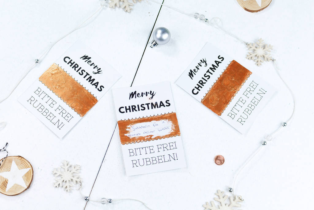 DIY Idee: weihnachtliche Rubbellose basteln - Geschenkidee für Weihnachten