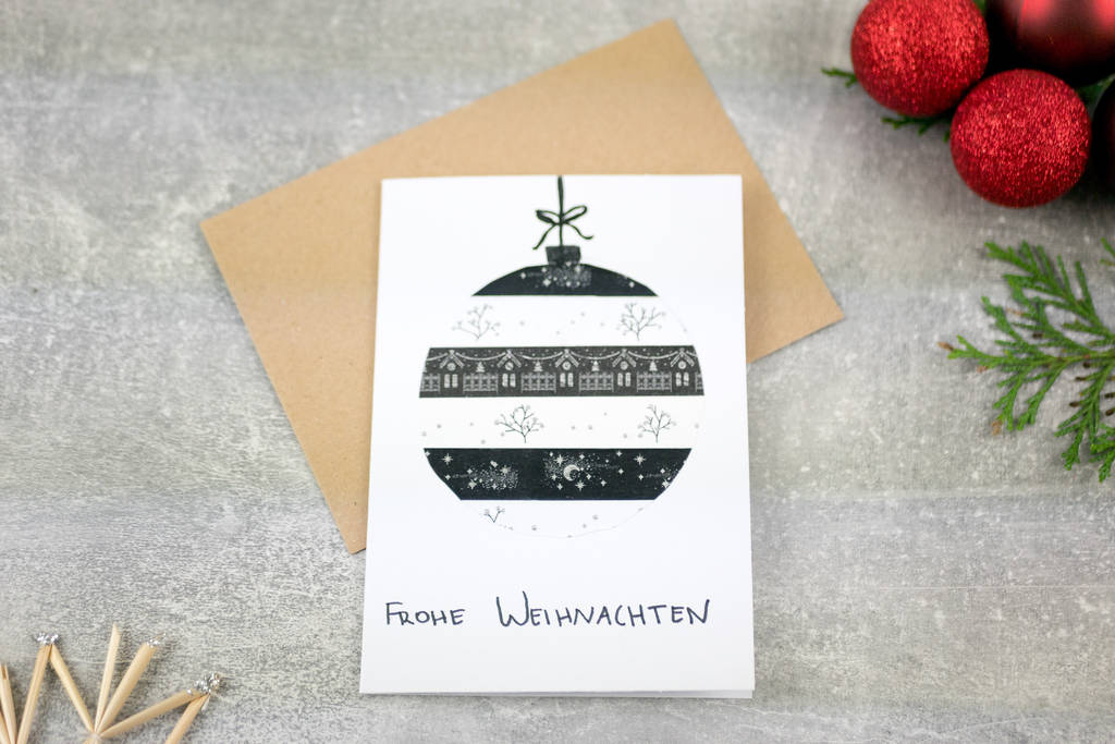 Weihnachtskarte mit Christbaumkugel aus Washi Tape