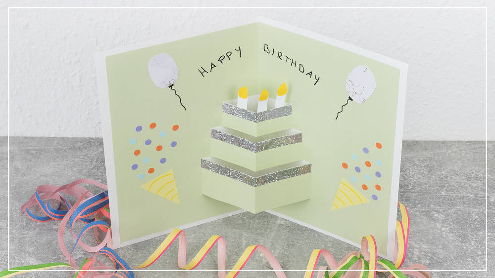 Pop Up Geburtstagskarte mit Torte