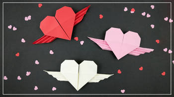 Origami Herz mit Flügeln