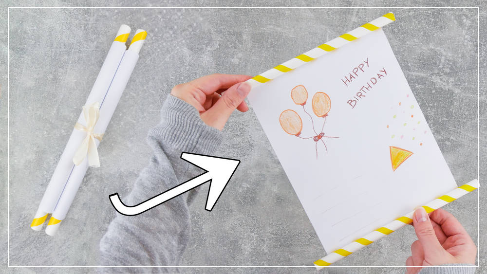 DIY Geburtstagskarte in Schriftrollen Form