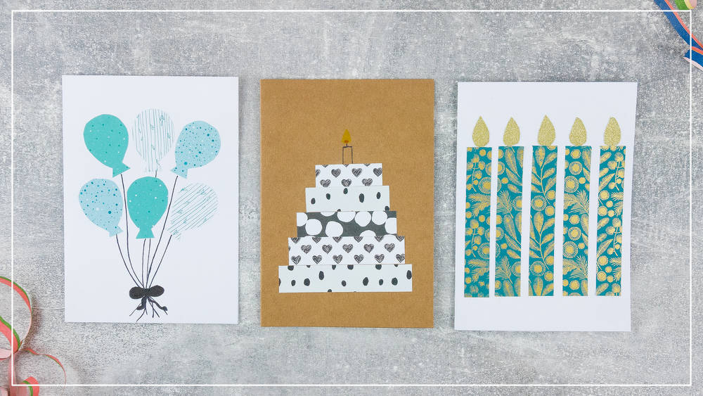 3 einfache DIY Geburtstagskarten aus Papier